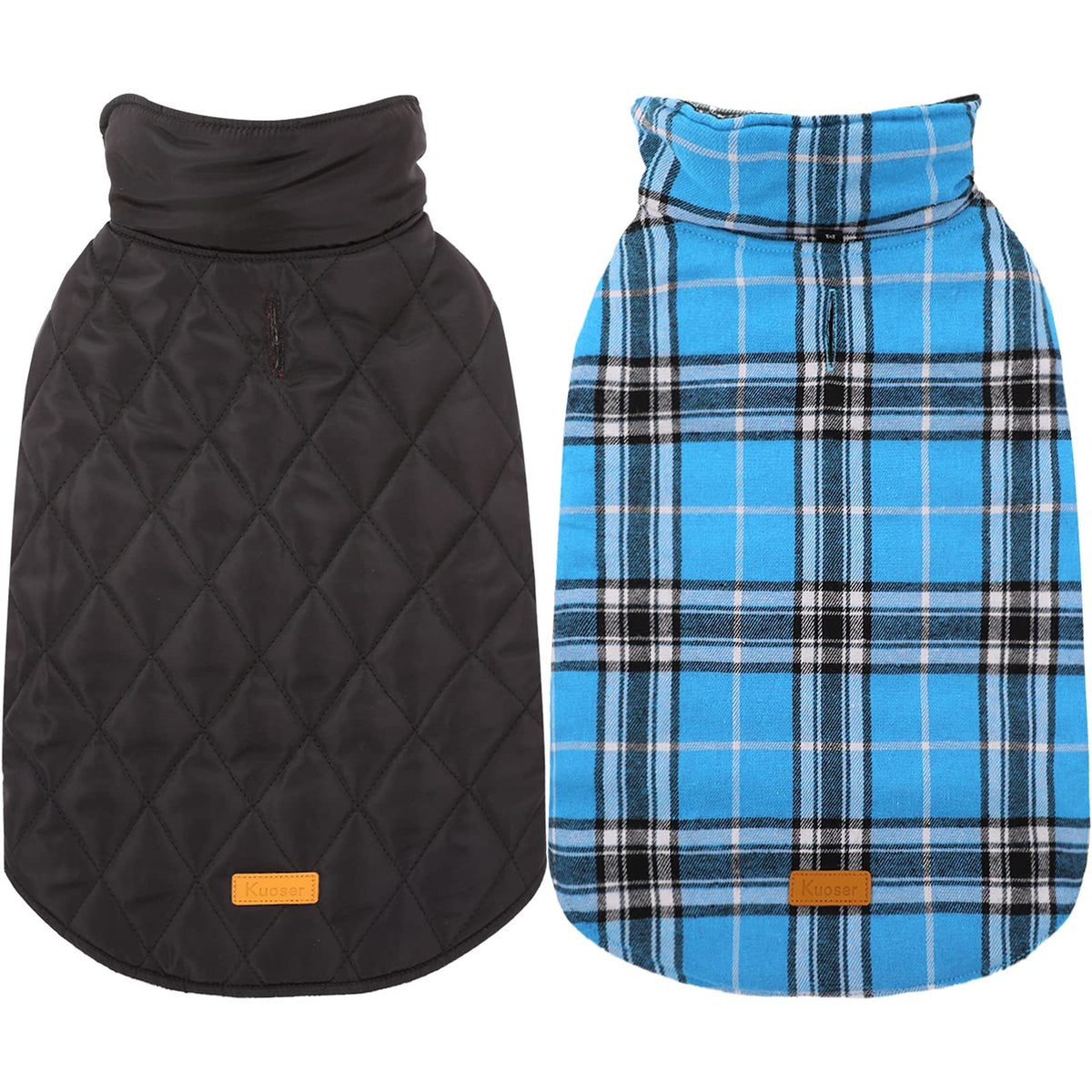 Kuoser Waterproof Dog Coat, Warm Reversible Dog Jacket with Leash Hole