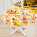 Rectangle Waterproof Vinyl Table Cloth, Wipeable Tablecloth with Flannel Backing, Plastic Table Cover for Fall, Thanksgiving (Pumpkin, 52" x 70")