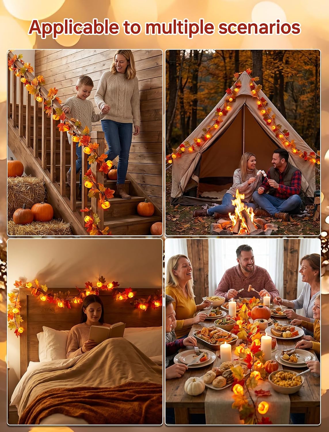 8.5Ft Thanksgiving Turkey String Lights, 10 LED Outdoor with Garland Decor