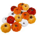 Winlyn 16 Pcs Assorted Small Faux Rustic Harvest Velvet Pumpkins Decorative Rust Orange Gold Olive Gray Fabric Pumpkins Foam Pumpkins Farmhouse Fall Thanksgiving Halloween Table Centerpiece Decor