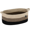Optish Dog Toy Basket, 30L Toy Box and Bin for Dog Cat Storage, 19.7" X 11" X 7.9" Large Woven Rope Basket for Blanket Storage, Living Room, Bedroom, White & Brown
