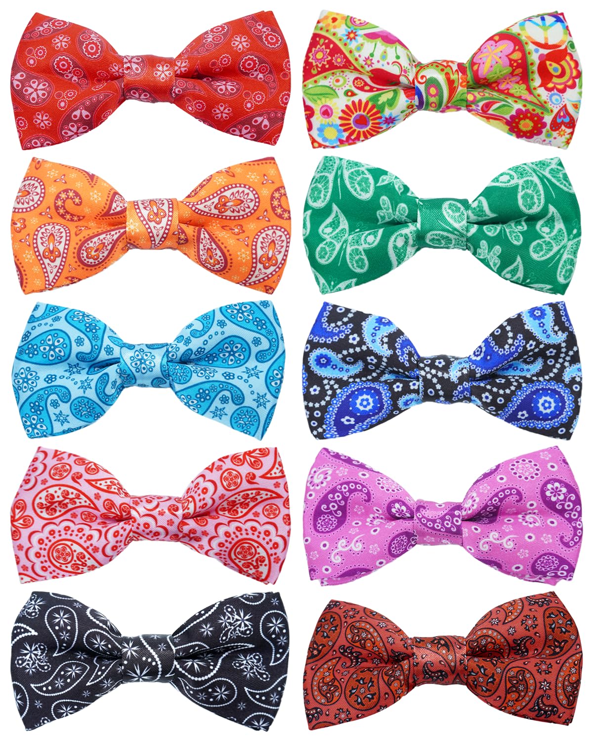 PET SHOW 10 Pack Fall Dog Bowties for Large Dogs Sliding on Collar