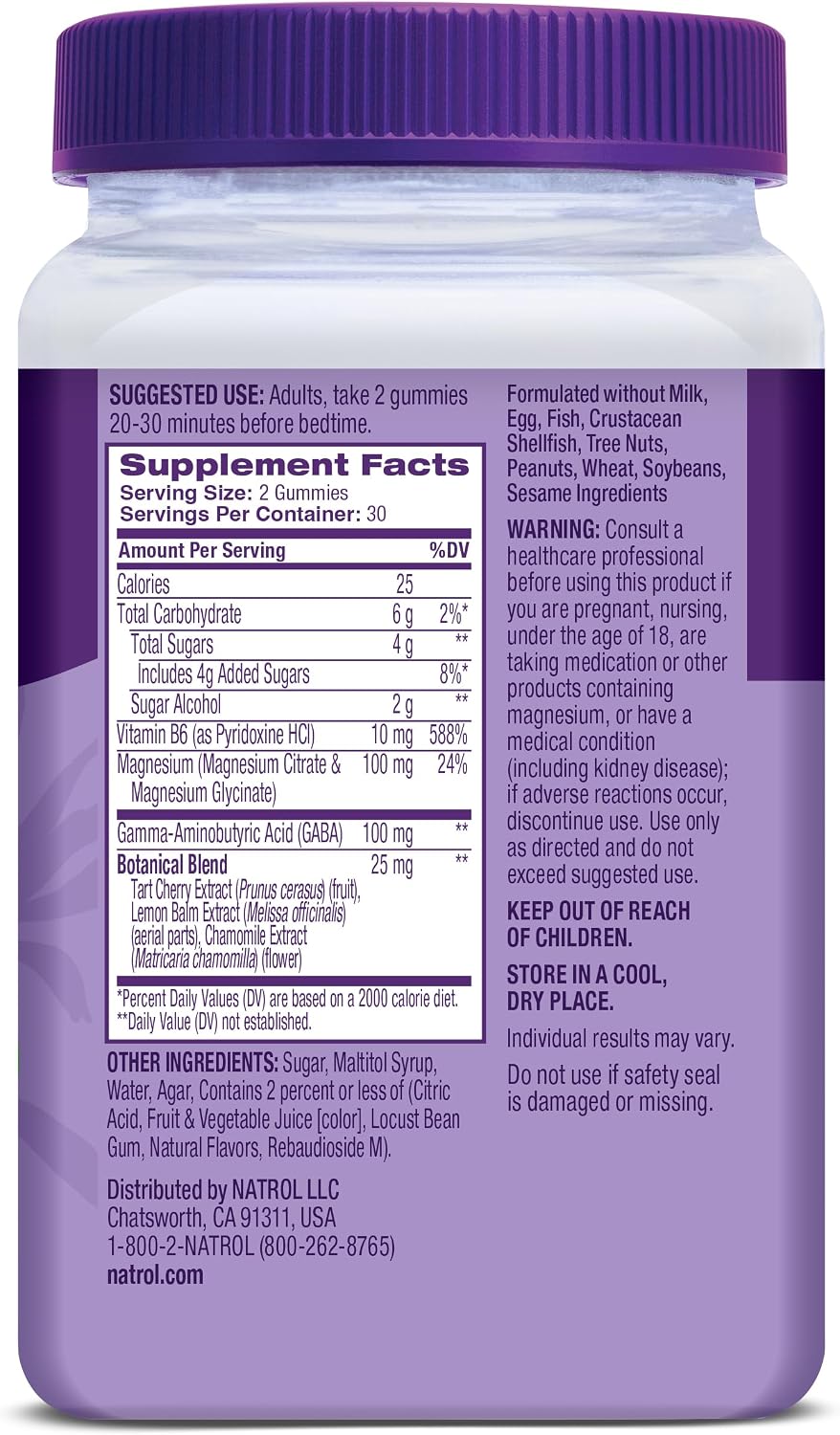 Natrol Sleep & Restore Magnesium Glycinate Blend Gummies, Cherry, 60 Count | Melatonin-Free, Nightitme Sleep-Aid for Adults, Calm Magnesium Glycinate with GABA, Botanical Blend, 100% Drug-Free