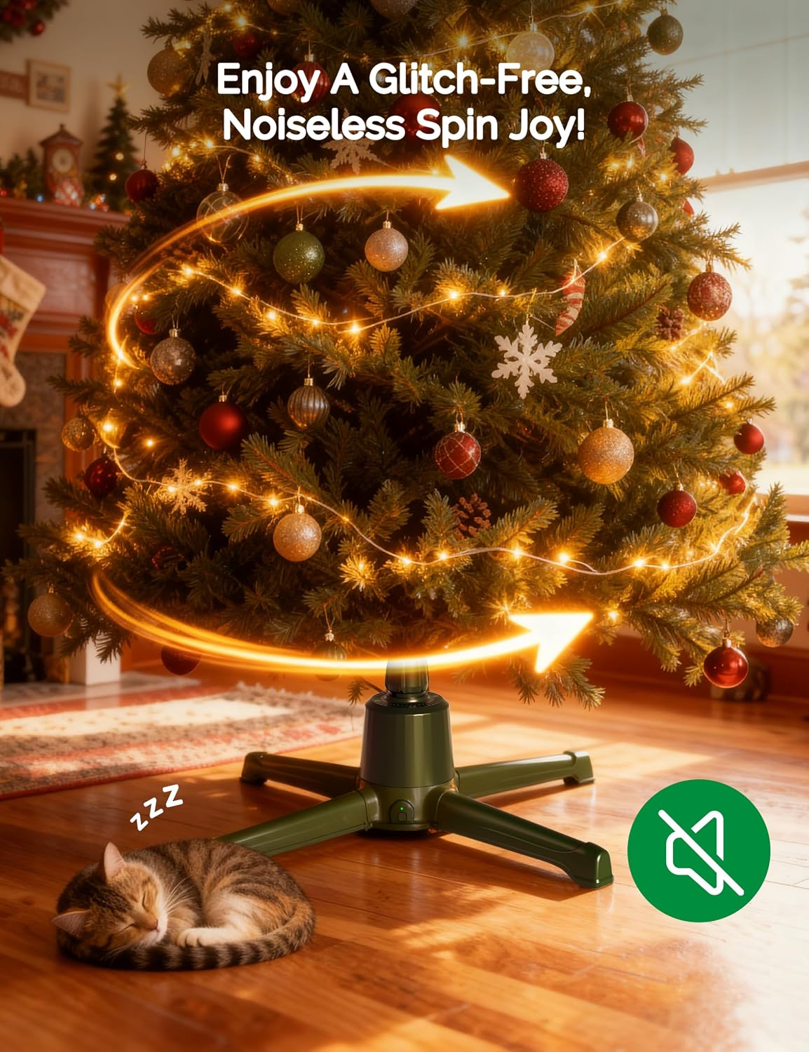 COOLWUFAN Musical Rotating Christmas Tree Stand with Remote for 9ft Trees