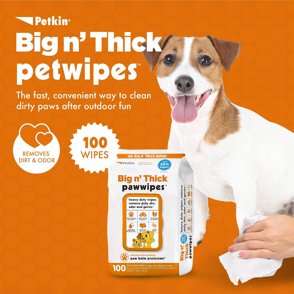 PETKIN Big N Thick PAW Wipes Dog and CAT Wipes