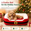 Jetec 26" Christmas Dog Bed, Santa Belt Small Pet Bed for Dogs Cats