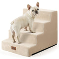 COZY KISS Dog Stairs for Small Dogs, 5 Tier Wider Pet Stairs for High Beds, 23.6" H Non-Slip Dog Steps for Old Cats, Puppies, Small Medium Dogs, 19.7x29.5x23.6 inch, Beige