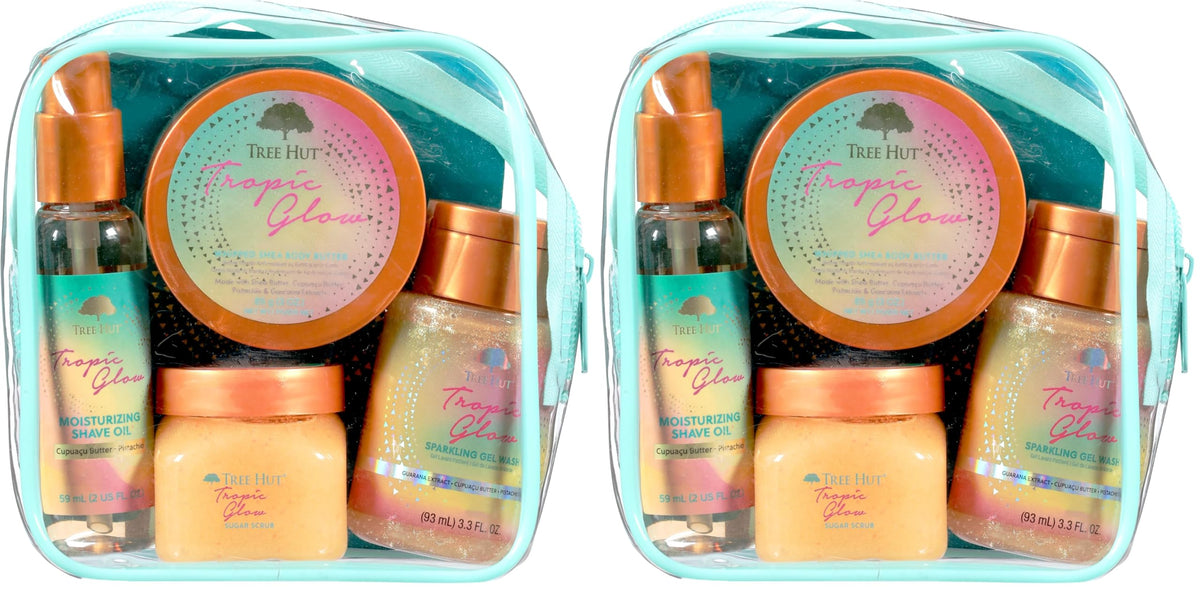 Tree Hut Hibiscus Everything Shower Gift Set, 4 Piece Kit, Travel Size | Exfoliating Body Scrub, Body Wash, Shave Oil & Body Spray, Self Care Gift Set, Nourishing & Moisturizing with Shea Butter