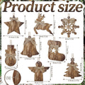 8 Pcs Rustic Christmas Tree Ornaments, Farmhouse Wooden Christmas Ornament