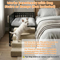 Beside Dog Bed,2 Panels Adjustable Height Dog Bunk Beds,26.8”x18.1” Metal Frame & Cushion, Converts to Bunk Bed or Bed Extension Attachment for Human Bed, for Small Dogs