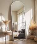 Arched Full Length Mirror with Stand, Black Floor Mirror | Aluminium alloy frame with HD float glass for distortion-free reflection. Free standing or wall mounted.