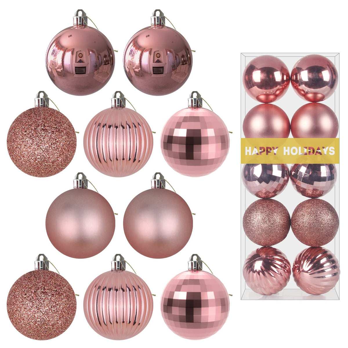 Rose Red 4.0" Large Christmas Balls - Christmas Tree Decoration Ornaments Shatterproof Hanging Balls for Birthday Halloween Holiday Wedding Decorations Set of 4pcs