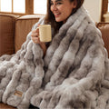 Bedsure Fluffy Bubble Faux Fur Throw Blanket, 50"x60", Cream