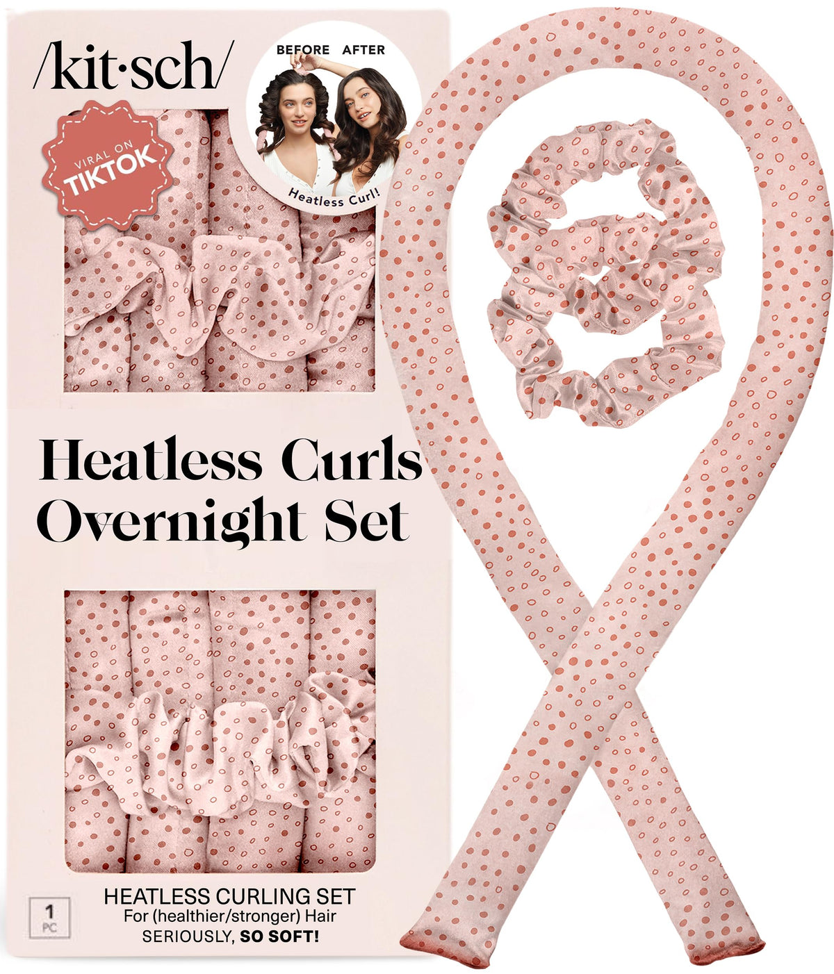 Kitsch Satin Heatless Curls Overnight Set - Sunset Tie Dye