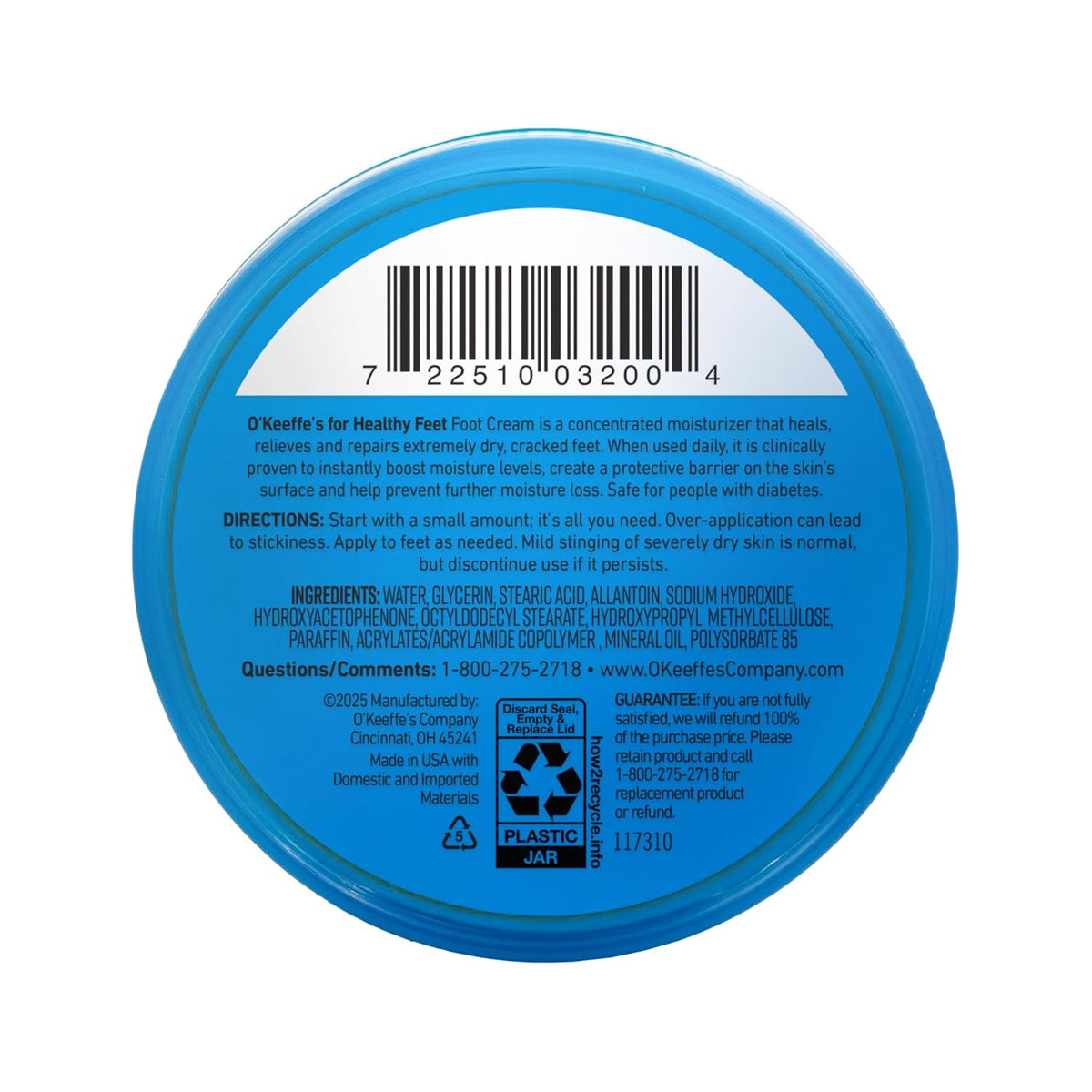O'Keeffe's Healthy Feet Foot Cream, 3.2 oz Jar, 1-Pack For Extreme Dryness | Repairs Extremely Cracked, Dry Feet, Retains Moisture Levels, Hypoallergenic, Non-Greasy, Instantly Boosts Moisture