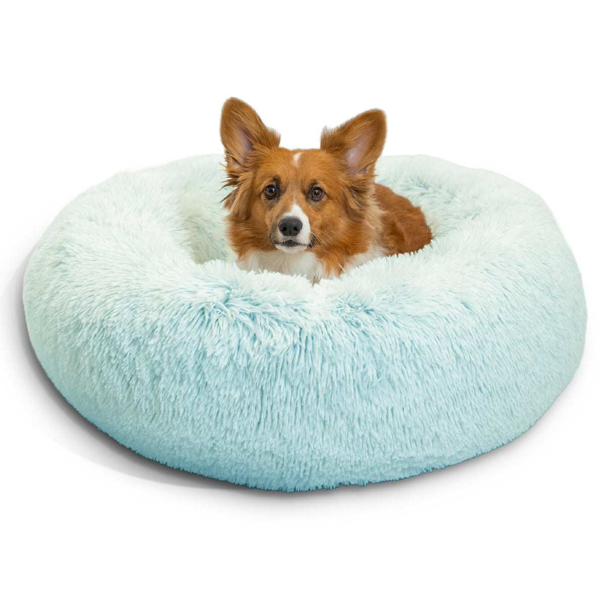 Best Friends by Sheri The Original Calming Donut Dog Bed for Large Dogs up to 100 lbs, Shag Faux Fur, Taupe, Large, 36" x 36"