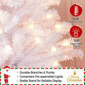 Yaheetech 6ft Pre-lit Christmas Tree with 300 Warm White Lights, White