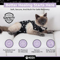 Cat Surgery Recovery Suit Female Cat Onesie for Cats After Surgery Spay Surgical Abdominal Wound Skin Diseases E-Collar Alternative Wear Kitten (Black, Large)