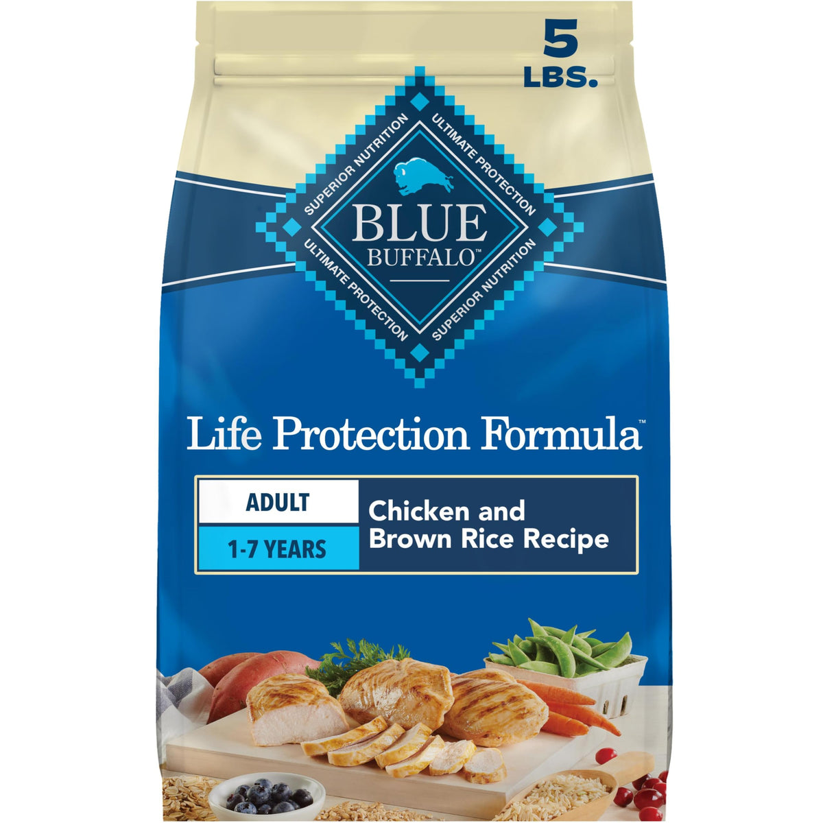 Blue Buffalo Life Protection Formula Lamb & Brown Rice Adult Dry Dog Food, Supports Immunity with Antioxidant-Rich LifeSource Bits, Promotes Healthy Muscle Development, Skin & Coat Health, 15 lbs.