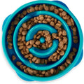 Outward Hound Fun Feeder Slo Bowl – Large 4‑Cup Capacity, Slow Feeding, Medium to Large Dogs, Non‑Slip, Blue, Notch Pattern