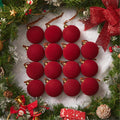 Brightown 15 Pcs Red Velvet Christmas Ornaments Balls Set, 3.15 Inch Balls