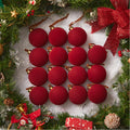 Brightown 15 Pcs Red Velvet Christmas Ornaments Balls Set, 3.15 Inch Balls
