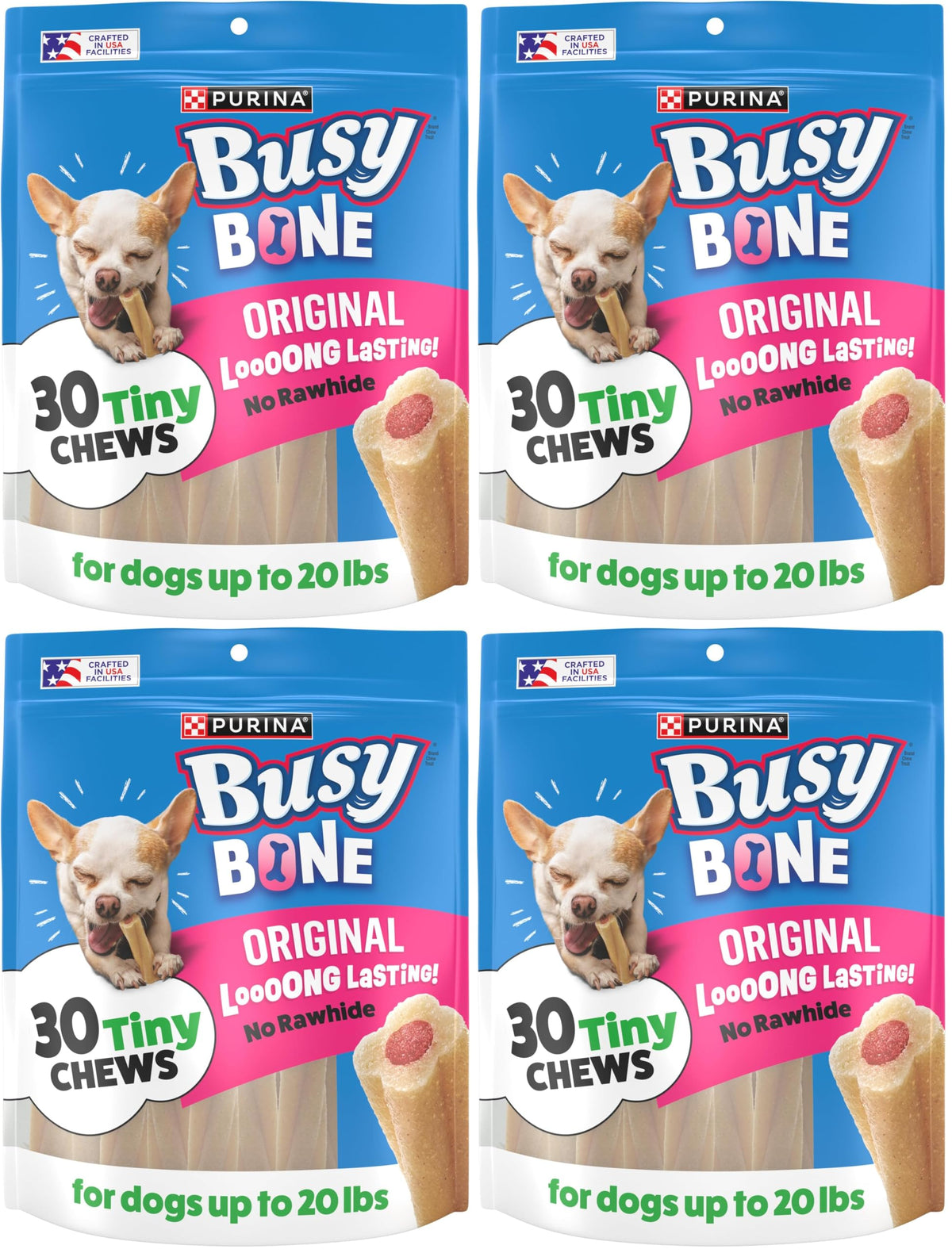 Purina Busy Bone Adult Toy Breed Dog Chew Bone Treats, Tiny - 60 ct. Pouch