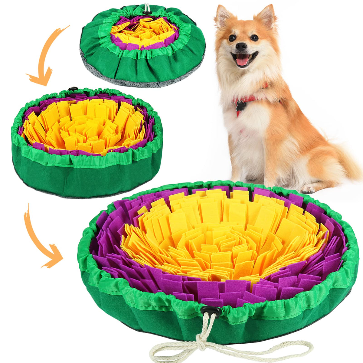 Vivifying Snuffle Mat for Dogs, Interactive Sniff Mat for Slow Eating and Keep Busy, Adjustable Dog Digging Toys Encourages Natural Foraging Skills and Mental Stimulation