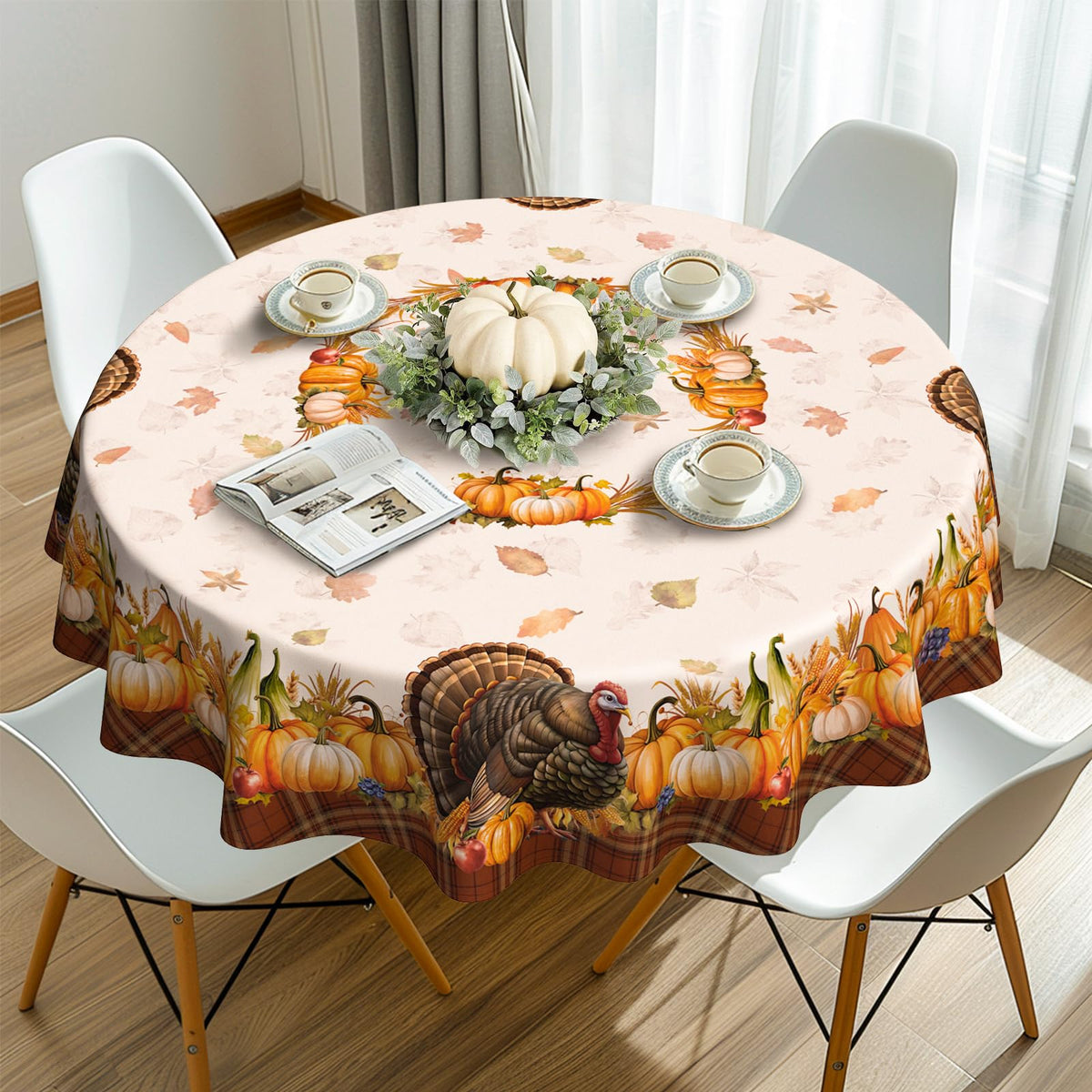 Fall Thanksgiving Tablecloth Waterproof Pumpkin Table Cloths for Autumn Harvest Indoor Outdoor Dining Room Decor-60 * 84" Oval
