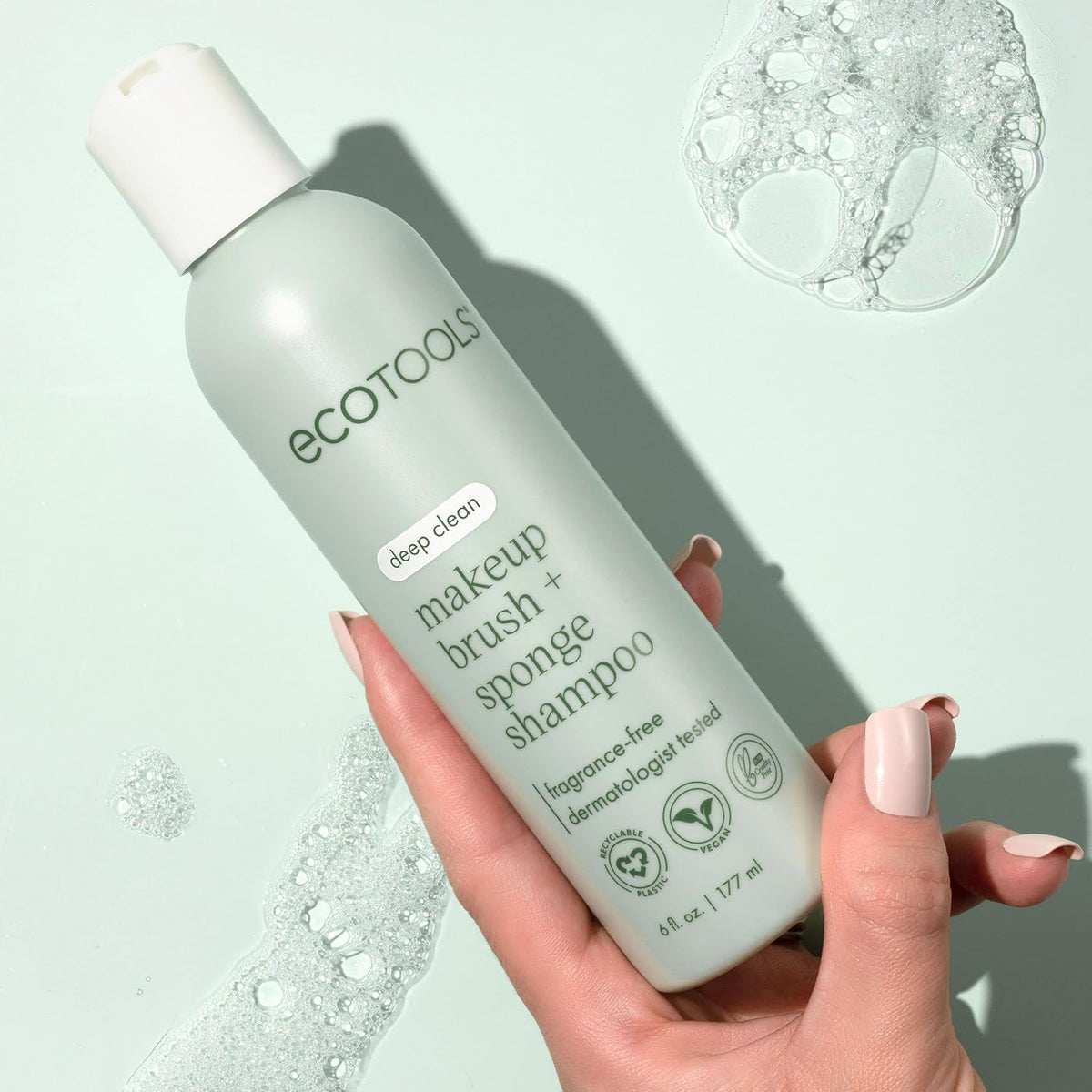 EcoTools Makeup Brush Cleanser + Sponge Shampoo, Fragrance-Free, 8 Fl Oz