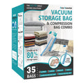 Cozy Essential Vacuum Storage Bags, 80% Compression Vacuum Seal Space Saver Plastic Packaging Bags for Clothes, Blankets, Pillow, Bedding, Comforters, Sealer Clothing Storage,20 Combo