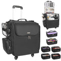 Relavel Rolling Makeup Train Case, Hairstylist Traveling Bag with 4 Wheels, Heat Insulation Full Layer, Adjustable Dividers, Hair Tools and Cosmetics Storage Organizer Trolley Suitcase Makeup Cart