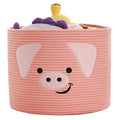 VK VK·LIVING Animal Baskets Large Woven Cotton Rope Storage with Cute Cat Design Laundry Organizer for Towels, Blanket, Toys, Clothes, Gifts – Cat Toy Box Pet or Baby Gift Baskets 15"Lx14H"