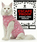 Cat Surgery Recovery Suit Female Cat Onesie for Cats After Surgery Spay Surgical Abdominal Wound Skin Diseases E-Collar Alternative Wear Kitten (Black, Large)