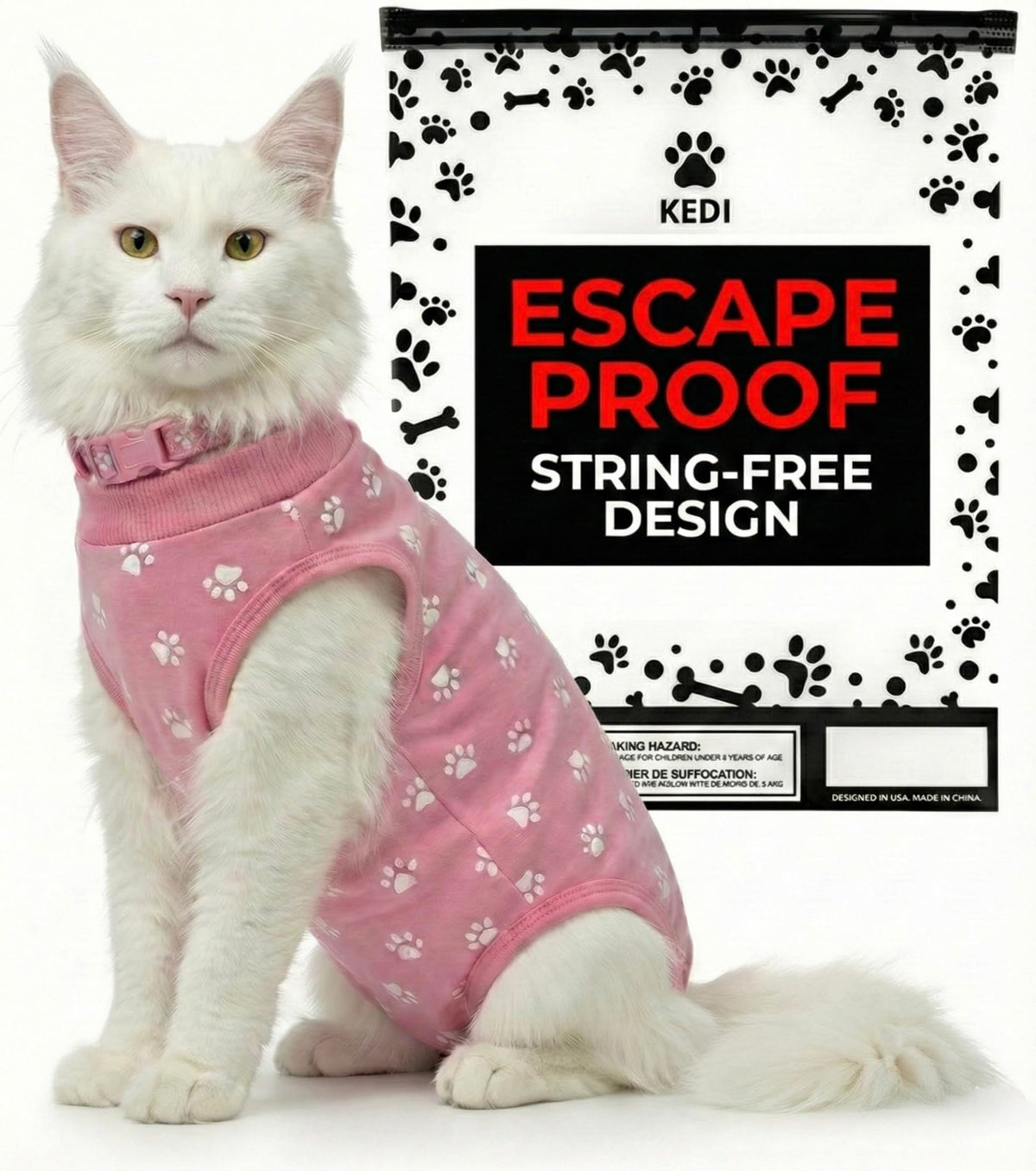 Cat Surgery Recovery Suit Female Cat Onesie for Cats After Surgery Spay Surgical Abdominal Wound Skin Diseases E-Collar Alternative Wear Kitten (Black, Large)
