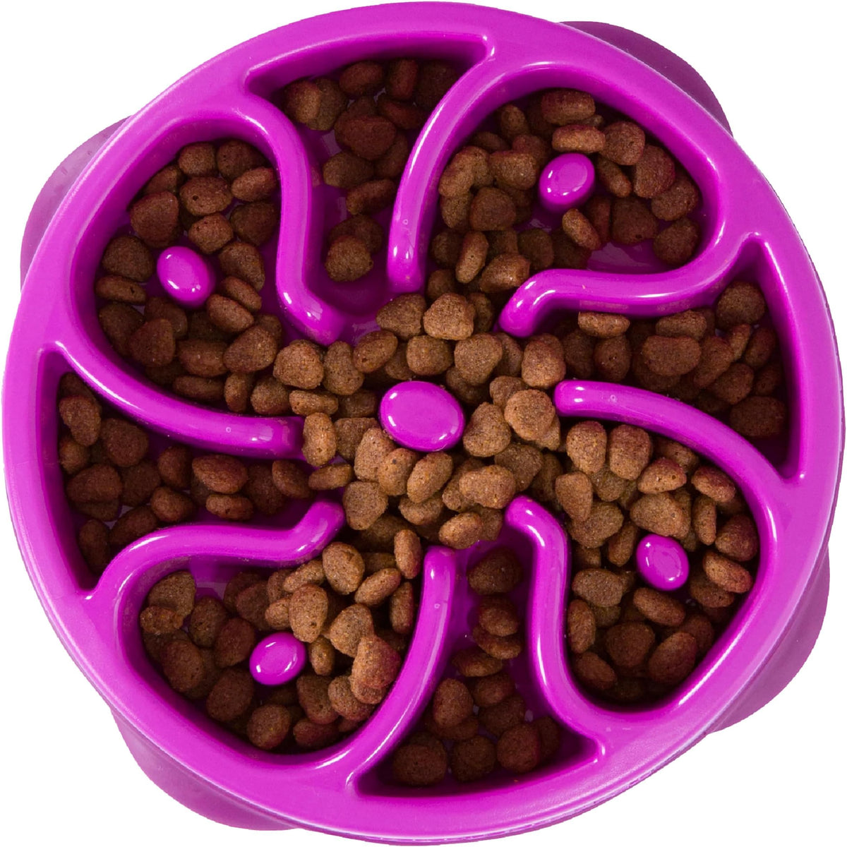 Outward Hound Fun Feeder Slo Bowl – Large 4‑Cup Capacity, Slow Feeding, Medium to Large Dogs, Non‑Slip, Purple, Flower Pattern