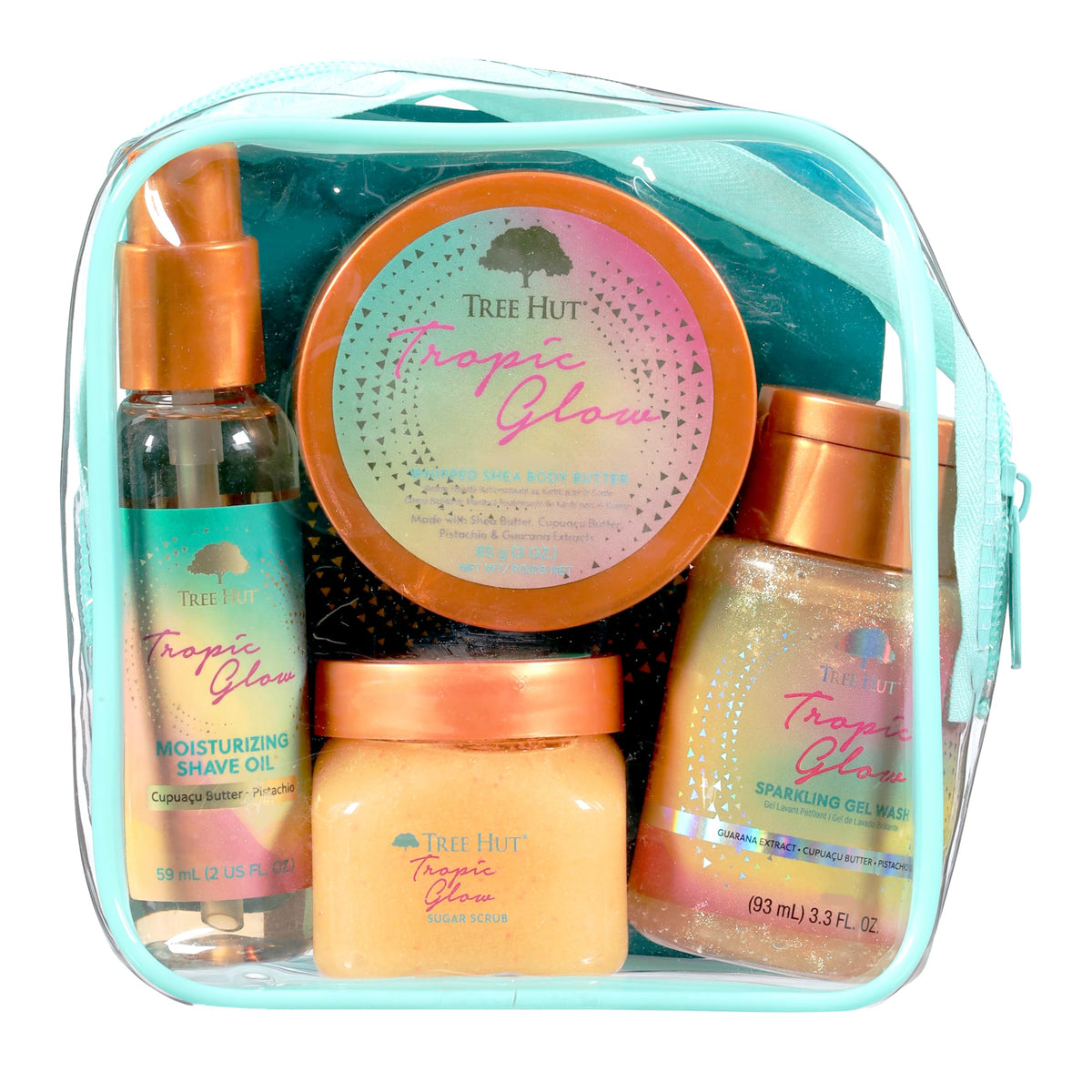 Tree Hut Hibiscus Everything Shower Gift Set, 4 Piece Kit, Travel Size | Exfoliating Body Scrub, Body Wash, Shave Oil & Body Spray, Self Care Gift Set, Nourishing & Moisturizing with Shea Butter