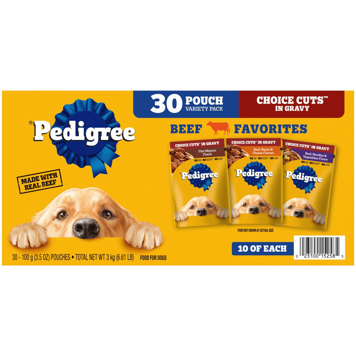 Pedigree Choice Cuts in Gravy Wet Dog Food, Adult Soft Wet Dog Food, Variety Pack, 3.5 oz. Pouches, 30 Count