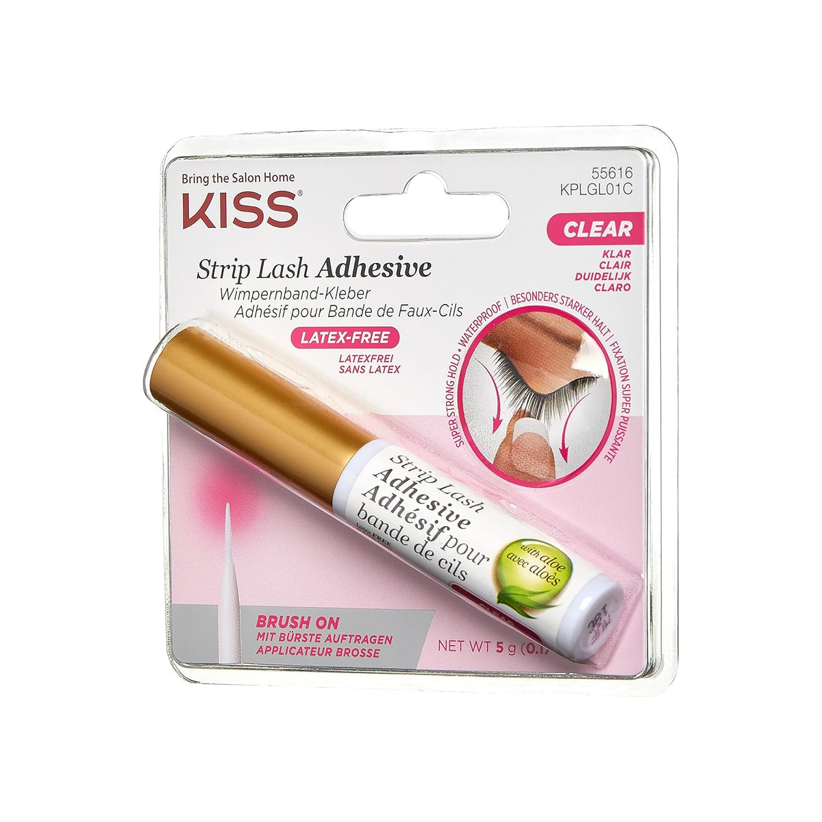 KISS Lash Adhesive, Lash-Glue, 24hr Strip Eyelash Adhesive, Clear, Includes Lash-Adhesive, Long Lasting Wear, Can Be Used with Strip Lashes and Lash Clusters (Pack of 2)