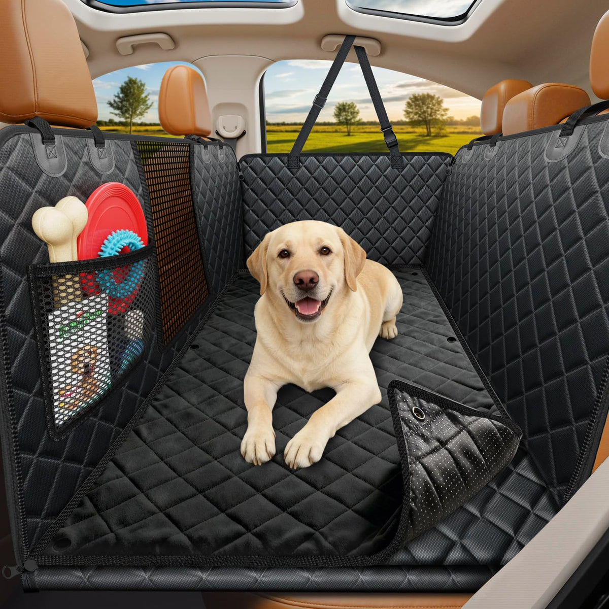 URPOWER Hard Bottom Dog Car Seat Cover, Back Seat Extender for Cars & SUVs