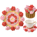 Crochet Flower Coasters, Handmade Bouquet Coasters with Crochet Plant Pot (Sunflower Yellow, 1Pc)