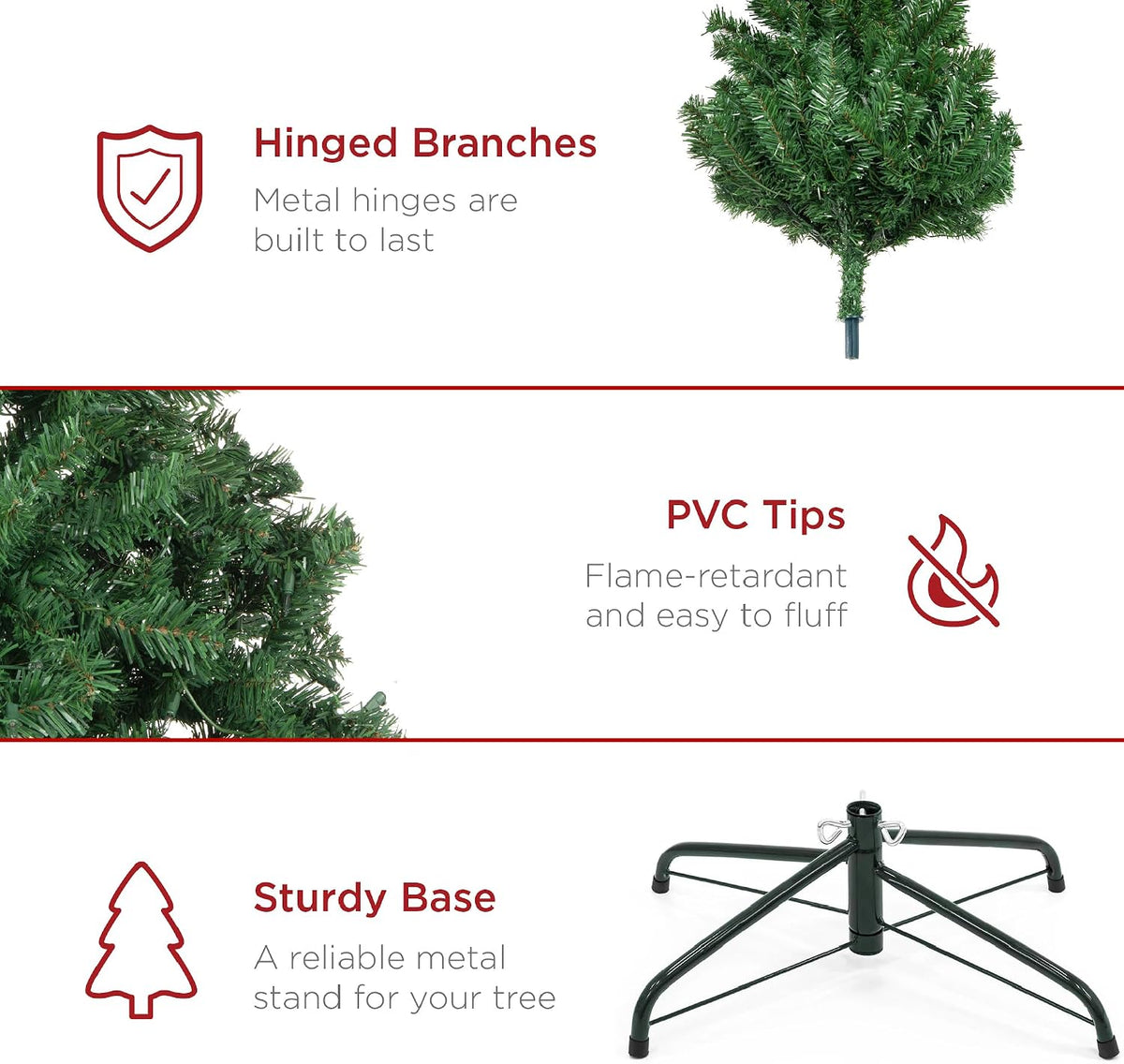 Best Choice Products Artificial Christmas Tree, 12ft Premium Unlit Realistic Spruce Holiday Décor w/Dense Branches, Easy Assembly, Metal Base - Green Spruce
