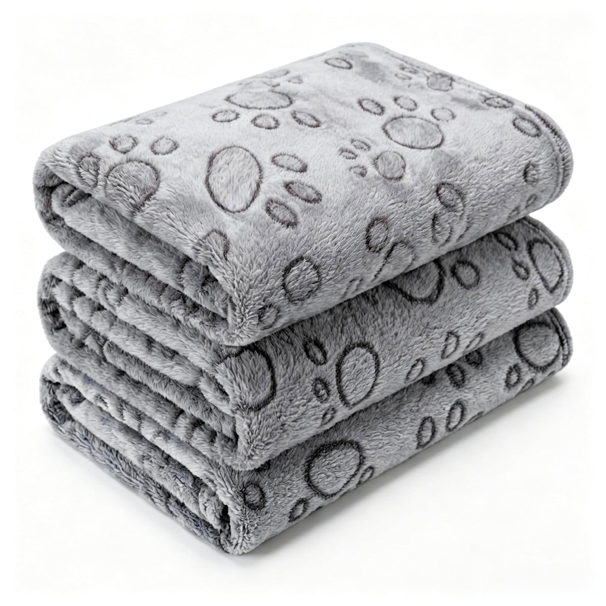 1 Pack 3 Blankets Super Soft Fluffy Premium Fleece Pet Blanket Flannel Paw Printed Throw for Dog Puppy Cat (Small 23x16'', Brown, Pink, White)