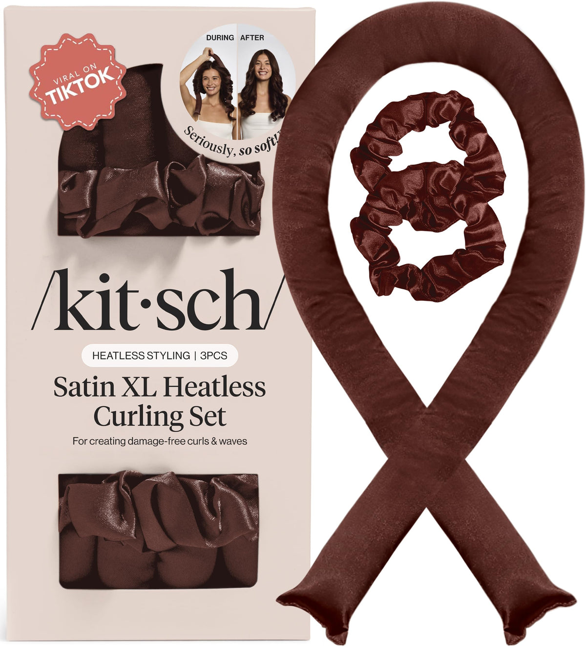 Kitsch Satin Heatless Curls Overnight Set - Sunset Tie Dye