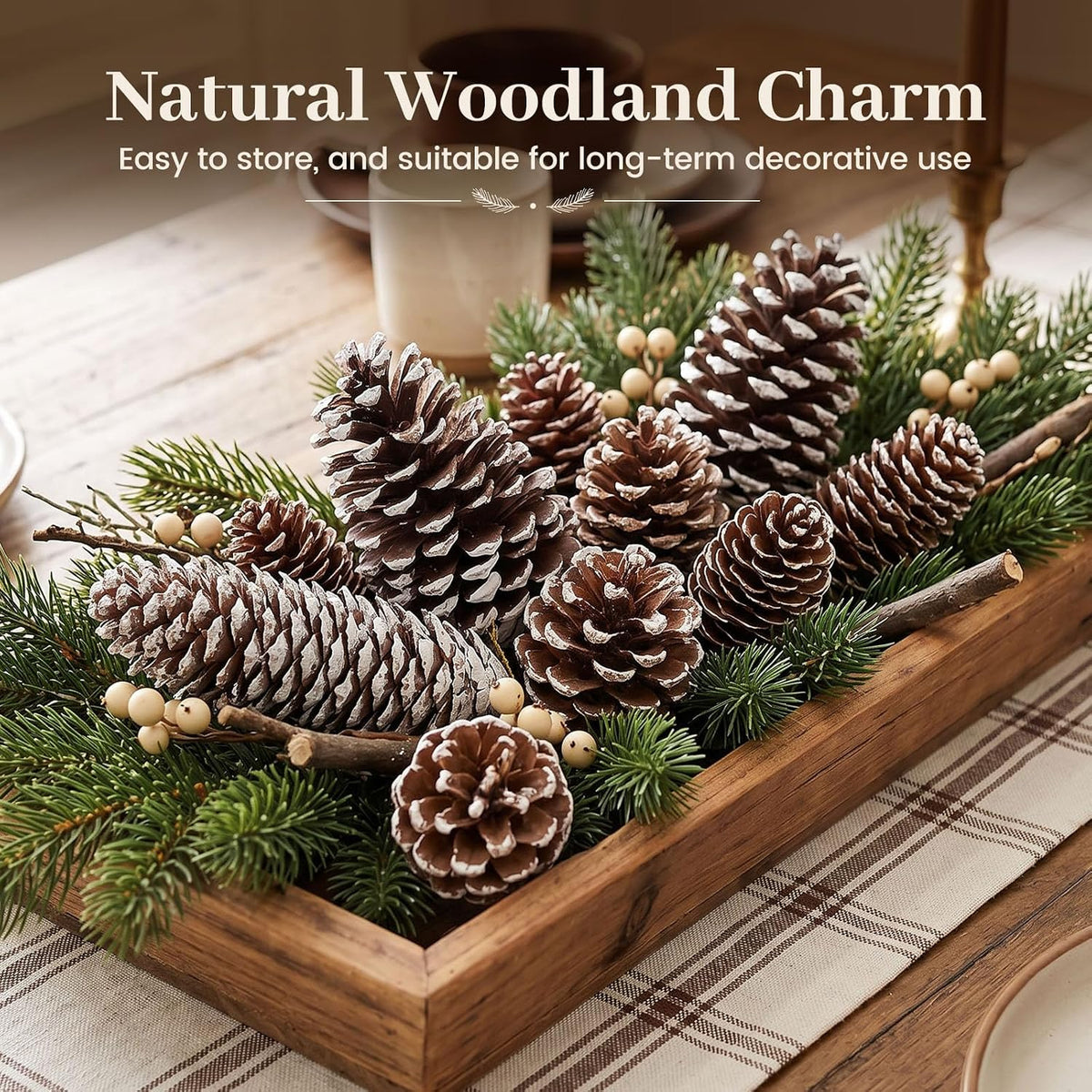 28 PCS Natural Pine Cones with Strings