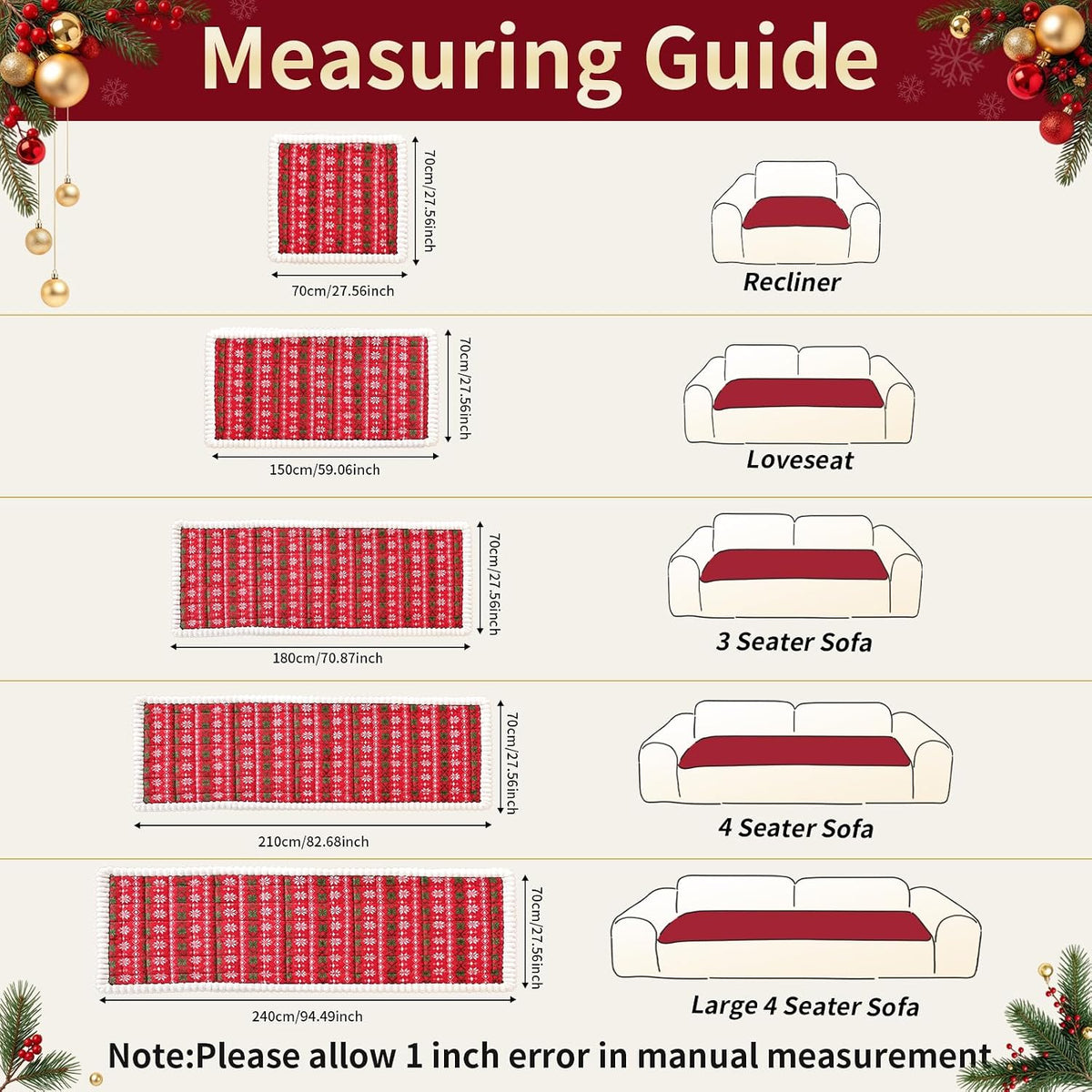 Christmas Couch Cover, Christmas Plush Sofa Cover for Dog Pet 1PC