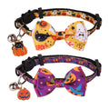 ADOGGYGO Halloween Cat Collar with Bow Bell, Skull Cat Bow Tie Collar
