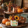 WATINC Fall Autumn Candy Dish Mini Ceramic Candy Bowl Tiered Tray Decor, Pumpkin Maple Leaves Sweets Table Shelf Decorations, Farmhouse Harvest Wishes Accents for Thanksgiving House (4.3 x 3.5 Inches)