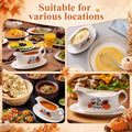 2 Pcs 17oz Thanksgiving Gravy Boat with Saucer Set, Ceramic