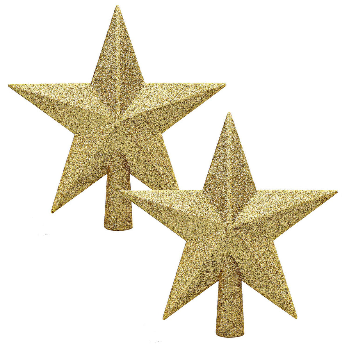 Aneco 2 Pack Glittered Christmas Tree Topper Star Treetop for Small Christmas Tree Decoration or Home Decor, Hard Plastic